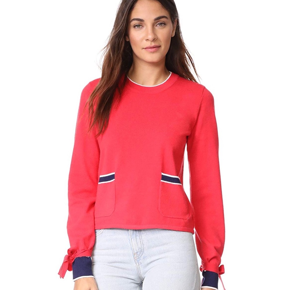 English factory sweater with tie sleeves